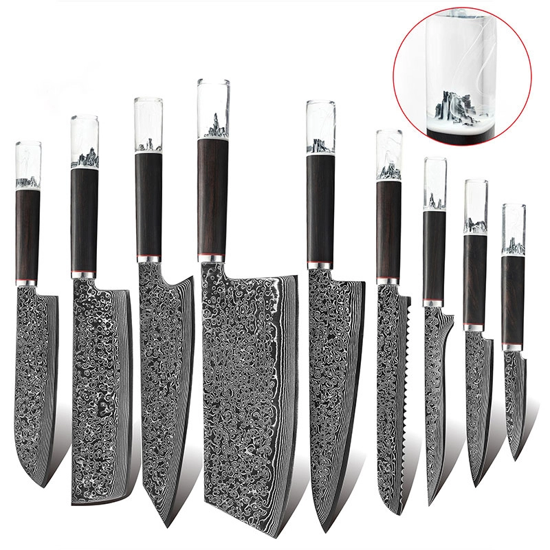 FINDKING New Knife 1-4pcs Resin Handle Damascus Steel Chef Knife