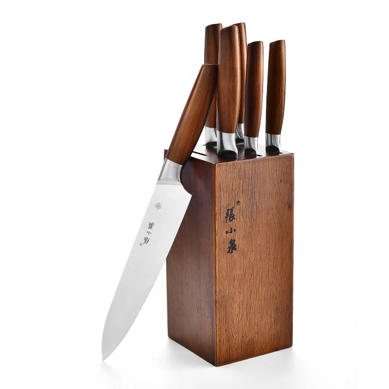 6PCS Pakka Wood Handle Kitchen Knife Set with Wooden Knife Block - China  Chef Knife and Carving Knife price
