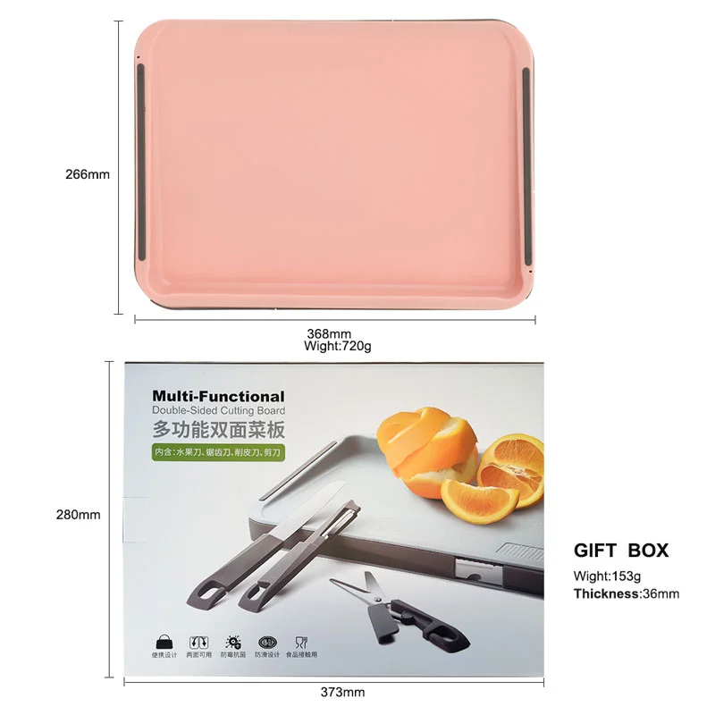 Portable Double-sided Pp Plastic Cutting Board With Wall-mounted