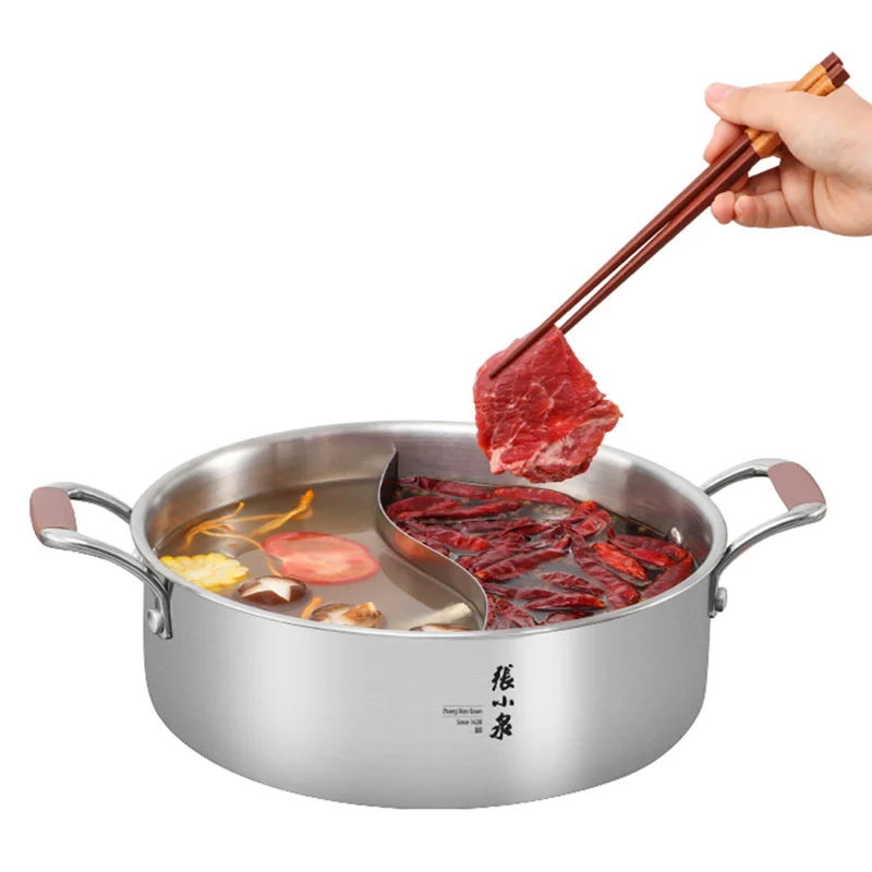 11 in. Stainless Steel Shabu Hot Pot with Divider